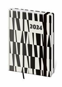 Diář 2024 týdenní A5 Vario - 18 BLACK and WHITE s gumičkou