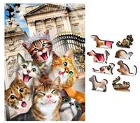 Dřevěné puzzle Koťata v Londýně 2v1