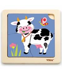 Drevené puzzle Kravička 4 dieliky