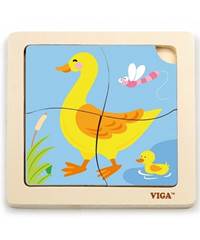 Drevené puzzle Kačička 4 dieliky