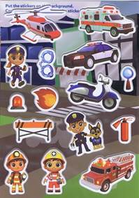 Svietiace 3D nálepky - Hasiči a policajti