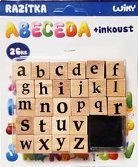 Kniha Drevené pečiatky sada s poduškou ABC 26ks + atrament