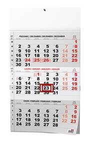 Tříměsíční kalendář 2025 černý - nástěnný kalendář