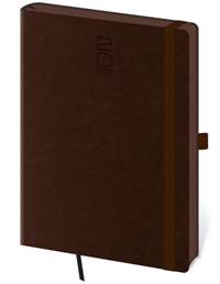 Denní diář 2025 A5 Memory tmavě hnědý s gumičkou