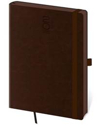 Týdenní diář 2025 A5 Memory tmavě hnědý s gumičkou