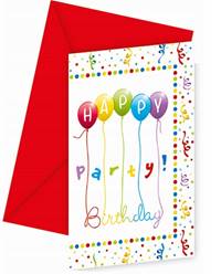 Pozvánky s obálkami Happy Birthday party 6ks