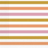 Kniha Servítky pruhované ružovo zlaté 33x33cm 20ks