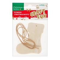 Kniha Vianočná dekorácia Drevená ponožka 4ks