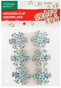 Kniha Vianočná dekorácia štipce snehové vločky 6ks