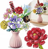 Kniha Stavebnica kvety 709ks+ružová váza