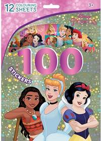Kniha 100 samolepiek s maľovankovými listami Disney Princezné
