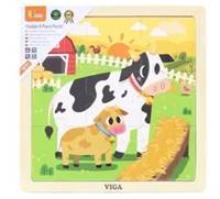 Viga Drevené puzzle kravička 9ks