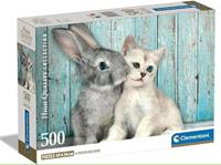 Kniha Clementoni Puzzle 500 Mačiatko a zajačik