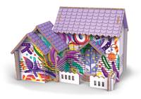 Kniha Puzzle 3D drevený dom s farbami 2v1