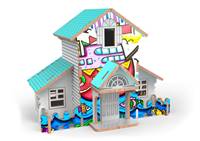 Kniha Puzzle 3D drevený dom s farbami 2v1