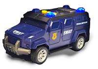 Vojenské auto na zotrvačník s efektmi modré 16cm