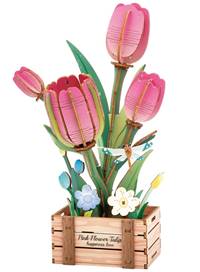 Kniha Stavebnica drevená tulipán 3D 75dielikov/21cm