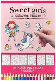 Kniha Vyfarbovacie nálepky Sweet Girls 6 strán