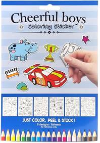 Kniha Vyfarbovacie nálepky Cheerful Boys 6 strán