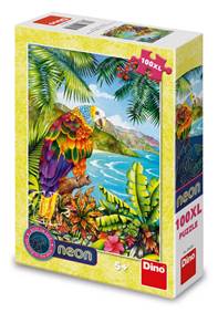 Kniha Puzzle 100XL Papoušek v džungli neon