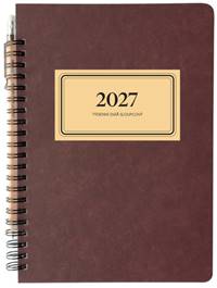 Diář 2027 týdenní s tužkou RETRO, sloupcový, vínový