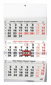 Tříměsíční kalendář 2026 - nástěnný kalendář
