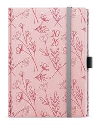 Týdenní diář 2026 Prokop Vivella extra B6 pastelově růžová Kvítí