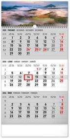 3měsíční kalendář Krajina šedý 2026 - nástěnný kalendář