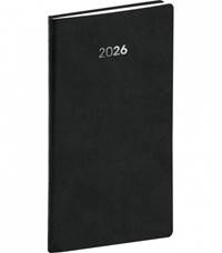 NOTIQUE Vreckový diár Balakon 2026, čierny, 9 x 15,5 cm