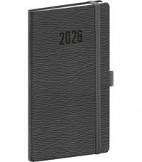 Kniha NOTIQUE Vreckový diár Rivoli 2026, sivý, 9 x 15,5 cm