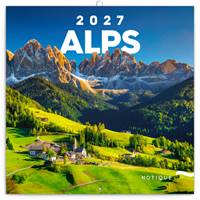 Poznámkový kalendář Alpy 2027 - nástěnný kalendář