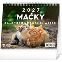 Kniha NOTIQUE Stolový kalendár Mačky – s menami mačiek 2027, 16,5 x 13 cm