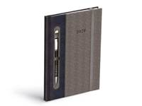 Kniha Diář 2026 T805 PU dark blue/gray s gumkou na propisku