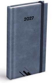 Diář 2027 D802 PU šedý s gumkou