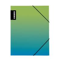 Kniha Zložka A4 3-klopňová s gumou ombre zelená