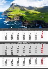 Kniha Tříměsíční kalendář Pobřeží 2026 - nástěnný kalendář