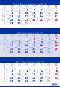 Kniha Tříměsíční kalendář modrý 2026 - nástěnný kalendář