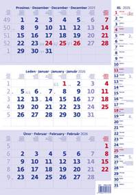 Kniha Tříměsíční kalendář modrý s poznámkami 2026 - nástěnný kalendář