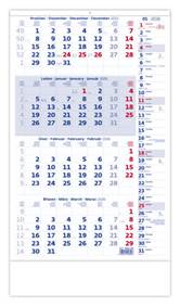 Kniha Čtyřměsíční kalendář modrý s poznámkami - nástěnný kalendář