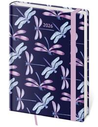 Kniha Týdenní diář 2026 A5 Vario Dragonfly s gumičkou