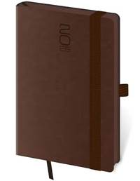 Kniha Kapesní diář 2026 Memory tmavě hnědý s gumičk
