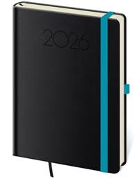 Kniha Denní diář 2026 A5 New Praga černý s gumičkou