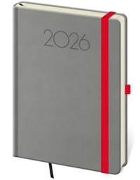 Denní diář 2026 A5 New Praga tmavě šedý s gumičkou