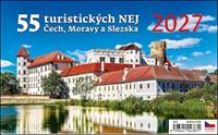 Kniha 55 turistických nej Čech, Moravy a Slezska 2027 - stolní kalendář