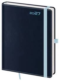 Týdenní diář 2027 B6 Double Blue s poutkem