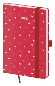 Kniha Kapesní diář 2027 A6 Vario Hearts s gumičkou