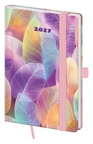 Kniha Kapesní diář 2027 A6 Vario Feathers s gumičkou