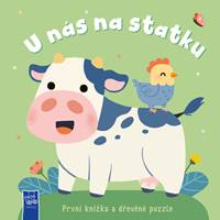 První knížka a dřevěné puzzle U nás na statku